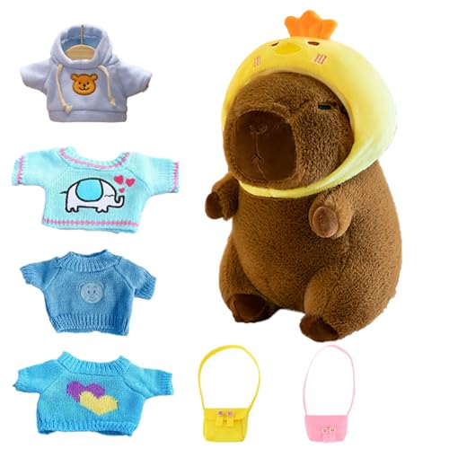 Générique Capybara Plüschtier Capybara, Plüschtier Capybara mit Kleidung, niedliches Tier, das Sie anziehen können – niedliche Plüschtiere, Puppen, V-Anziehen von Générique