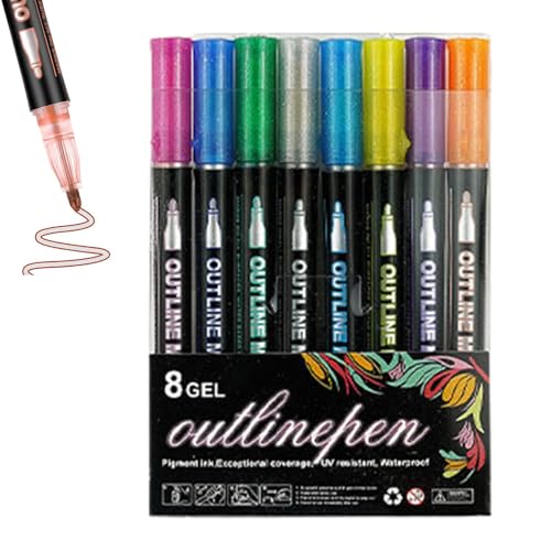 Générique Doppelseitige Outline-Marker, bunte Outline-Marker, Glitzer-Marker, für Doodling, Scrapbooking, Zeichnen, Grußkarten, Bastelarbeiten Générique Doppelseitige Outline-Marker, bunte Outline-Marker, Glitzer-Marker, für Doodling, Scrapbooking, Zeichnen, Grußkarten, Bastelarbeiten von Générique