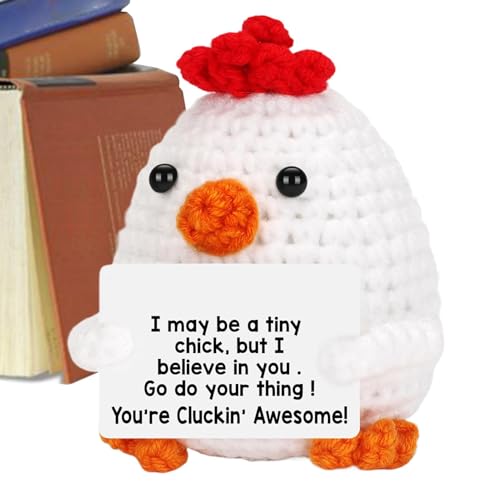 Générique Emotional Chicken-Halterung, 7 x 5 cm, handgefertigt, Häkelnadel, Chicken mit positiver Nachricht, Häkeln mit emotionalem Chick für Ermutigung, Weiß/Wolle Générique Emotional Chicken-Halterung, 7 x 5 cm, handgefertigt, Häkelnadel, Chicken mit positiver Nachricht, Häkeln mit emotionalem Chick für Ermutigung, Weiß/Wolle von Générique
