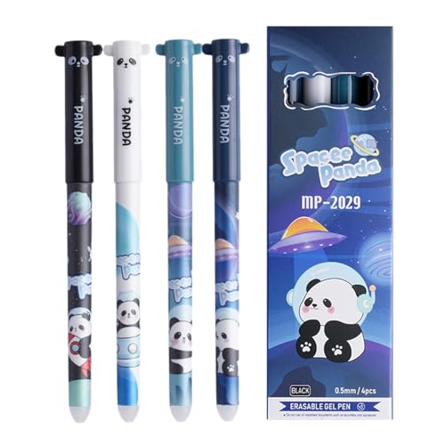 Générique Erasable Gel Ink Pens, Smooth Writing Stationery Set, feine Spitze 0,5 mm, schwarze Tinte mit Löchern, Cute Design Pens (4 Stück), ideal für Kinder, Studenten, Erwachsene, Schule, Büro von Générique