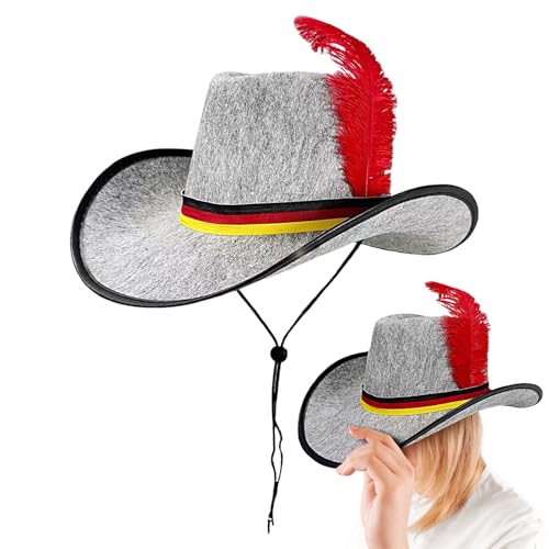 Générique Felderhut | Hut im Oktoberfest-Stil | Kleiderzubehör, schwarz, rot, gelb, mit verstellbarem Riemen, für Karneval, Schulkostüm, Bühne, Cosplay, Party, Bar, Foto von Générique