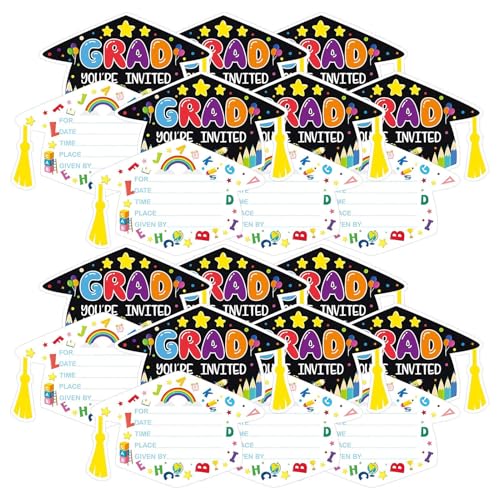 Générique Graduation Card, Graduation Gift For Her, Grad Einladungen 2025, Hat Shape Greeting Card, 24 x Elementary Graduation Einladungen, Announctions Supplies For Elementary School von Générique