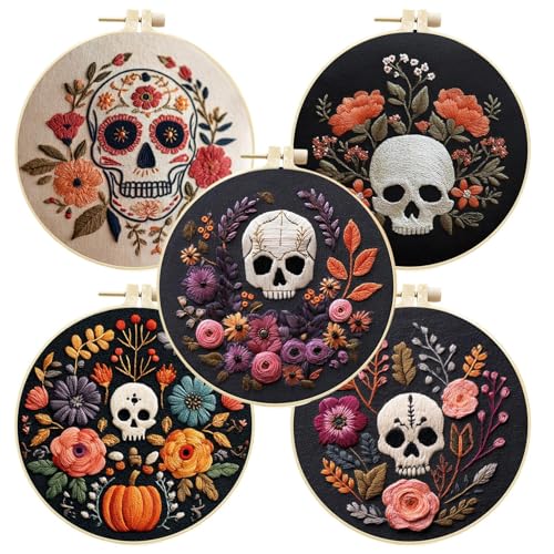 Générique Halloween-Stickerei | Stickerei-Set mit Totenkopfmotiv Halloween | Kreatives Freizeit-Set mit Kreis, Fäden, Schere für Damen, Liebhaber, Mutter, Freunde, Familie Passionierte Générique Halloween-Stickerei | Stickerei-Set mit Totenkopfmotiv Halloween | Kreatives Freizeit-Set mit Kreis, Fäden, Schere für Damen, Liebhaber, Mutter, Freunde, Familie Passionierte von Générique