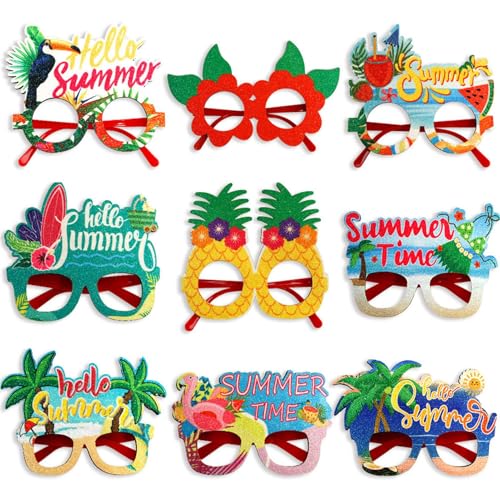 Générique Hawaiianische Themenbrille Lustige Hawaii-Sonnenbrille - 9 tropische Brillen - Raffinesse Props von Générique