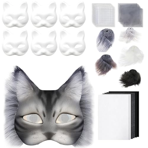 Générique Katzenmasken für kreative Aktivitäten, DIY-Set zur Herstellung von Masken | kreatives Zubehör für Erwachsene, Familie, Theater, Weihnachtsfeiern, Photoshoot Cosplay von Générique