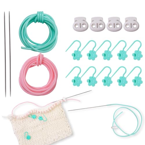 Générique Knit Stitches Keeper – Stithes Stopper Set, Silikon Knit, Handwerkswerkzeug mit hohlem Seil für Kleidung, Scrapbooking, Häkeln und Handwerk von Générique