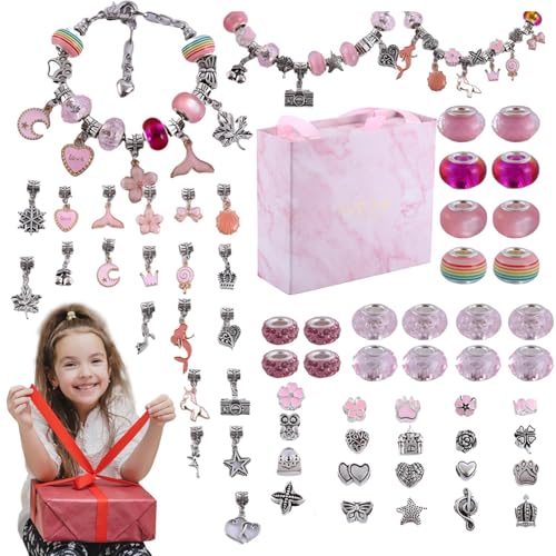 Générique Kreatives Perlen-Bastelset - Charm-Armband-Set, buntes Perlenset | Schmuck-Set für Jugendliche, enthält ein Sortiment an Perlen, und Werkzeug von Générique