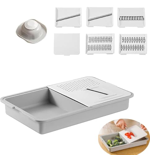 Générique Multifunktionales Grater & Drainer Cutting Boar, Schaber, rutschfest, Hand-Schutz, tragbares Küchenwerkzeug, 6-in-1-Schneidebrett mit Behältern und Schabern, leicht zu reinigen Générique Multifunktionales Grater & Drainer Cutting Boar, Schaber, rutschfest, Hand-Schutz, tragbares Küchenwerkzeug, 6-in-1-Schneidebrett mit Behältern und Schabern, leicht zu reinigen von Générique