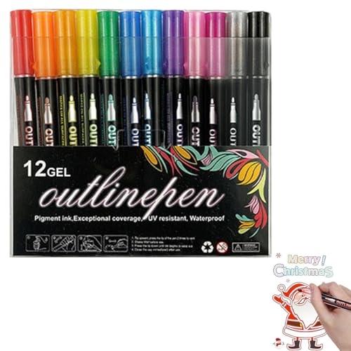 Générique Outline Pens – Bunte Outline-Marker, Glitzer-Marker, Kunststifte für Doodling, Scrapbooking, Zeichnen, Grußkarten, Bastelarbeiten Générique Outline Pens – Bunte Outline-Marker, Glitzer-Marker, Kunststifte für Doodling, Scrapbooking, Zeichnen, Grußkarten, Bastelarbeiten von Générique