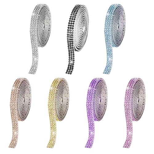 Générique PUSHI Store Set mit 7 Strass-Aufklebern, selbstklebende Streifen, glänzende Klebeband-Rollen, dekorative Bänder, Bastelzubehör von Générique