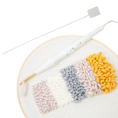 Générique Punch Needle | Verstellbare Sticknadel mit Einfädler | Handzubehör für Anfänger Erwachsene | Handwerk für Teppiche Socken Kleidung Kissen von Générique