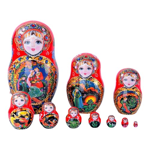 Générique Puppen für russische Puppen | Stapelbare Puppen aus Holz, handgefertigt, russische Puppen mit 10 Schichten für stapelbare Puppen für festliche Raumdekorationen von Générique