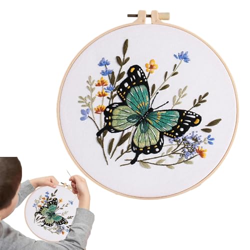 Générique Schmetterlingsstickerei-Set, Tier-Stickerei-Set | Buntes Stickset für Anfänger, rundes Stickset für Anfänger, Nähzubehör für Frauen Générique Schmetterlingsstickerei-Set, Tier-Stickerei-Set | Buntes Stickset für Anfänger, rundes Stickset für Anfänger, Nähzubehör für Frauen von Générique