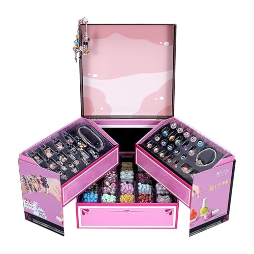 Générique Schmuck-Set zur Schmuckherstellung, Set zur Herstellung von Charm-Armbändern für Mädchen – Bastel-Set für Bettelarmbänder für kleine Mädchen | Po-Perlen-Sets von Générique