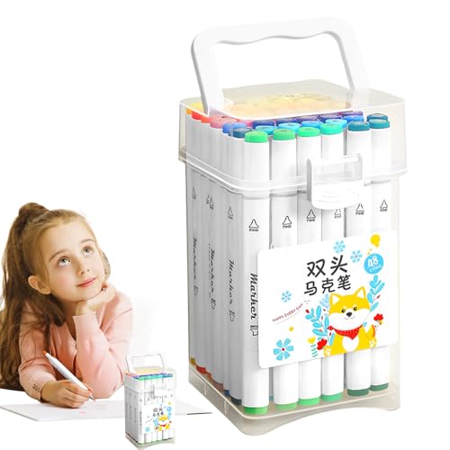 Générique Schreibmarker, Doppelspitze, Filzstifte, 48 Farben mit feiner Spitze und Pinsel, ideal für Kindergarten, Zuhause und kreative Aktivitäten Générique Schreibmarker, Doppelspitze, Filzstifte, 48 Farben mit feiner Spitze und Pinsel, ideal für Kindergarten, Zuhause und kreative Aktivitäten von Générique