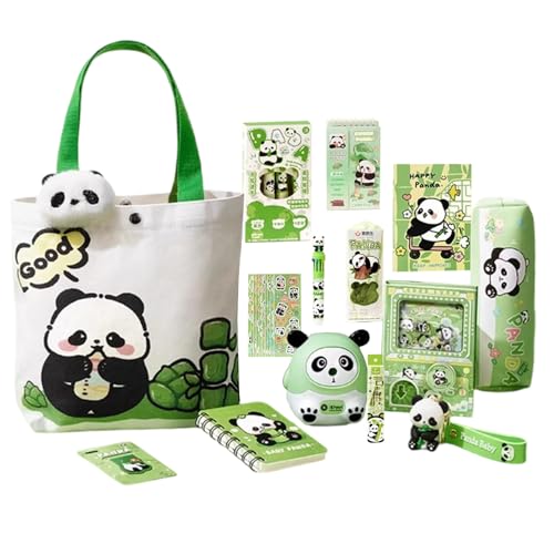Générique Schulbedarf für Mädchen, Panda-Federmäppchen mit Brosche und Schlüsselanhänger, Radiergummi, Notizbücher, Stifte, Lineale, Haftnotizen, für Schule, Mädchen, von Générique