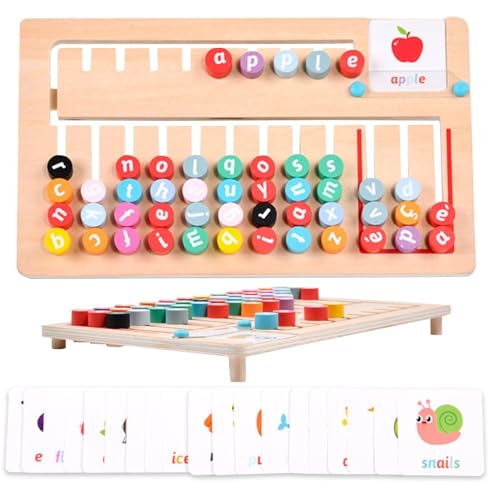 Générique Spiel mit verschiedenen Buchstaben, Spiel mit verschiedenen Buchstaben, aus Holz, Puzzlebrett zum Lernen der Buchstaben aus Holz, passendes Puzzlespiel, Lernspielzeug D von Générique