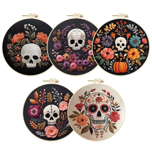 Générique Stickerei-Set mit Schädelmotiv, für Halloween, Gothic, Kreis, Fäden, Schere für Handwerker, Frauen, Freunde, Familie, Mutter, Ehefrau, kreatives Handwerk Générique Stickerei-Set mit Schädelmotiv, für Halloween, Gothic, Kreis, Fäden, Schere für Handwerker, Frauen, Freunde, Familie, Mutter, Ehefrau, kreatives Handwerk von Générique