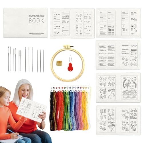 Générique Stickerei-Sets für Erwachsene – Handstickerei-Set und Bücher, interaktives Handbuch zum Erlernen der kreativen Hobbys, wiederverwendbar zu Hause von Générique