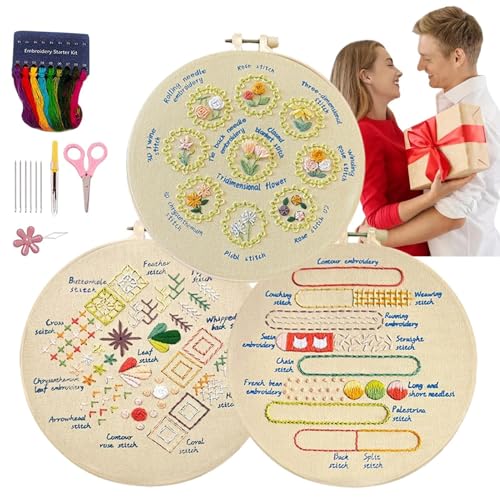 Générique Stickset für Anfänger – 3 Stickspiele zum Erstellen von Händen | Schritt-für-Schritt-Anleitung Nadel-Stricksets für Erwachsene Kunsthandwerk für Frauen von Générique
