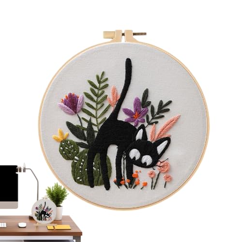 Générique Sticksets für Anfänger | Kreuzstich-Set mit Katzenmotiv für Erwachsene | Zubehör für Geschenke Festival Geburtstag | Mädchen Dekoration Haus Kunst Textil von Générique