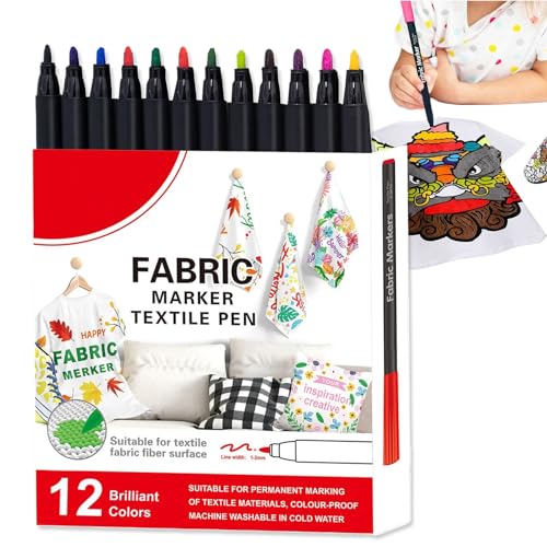 Générique Textilmarker, 12/24 Stück, waschbar, für Kleidung und Stoffe – Wasserstifte für Baumwolle, Schuhe, Taschen und , waschbeständig Générique Textilmarker, 12/24 Stück, waschbar, für Kleidung und Stoffe – Wasserstifte für Baumwolle, Schuhe, Taschen und , waschbeständig von Générique