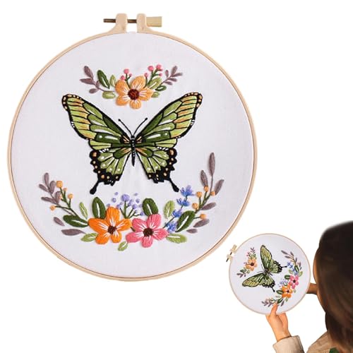 Générique Tier-Stickerei-Praxis-Set, Schmetterlingsstickerei | Buntes Stickset für Anfänger, Stickset für Anfänger, runde Nähzubehör für Frauen Générique Tier-Stickerei-Praxis-Set, Schmetterlingsstickerei | Buntes Stickset für Anfänger, Stickset für Anfänger, runde Nähzubehör für Frauen von Générique