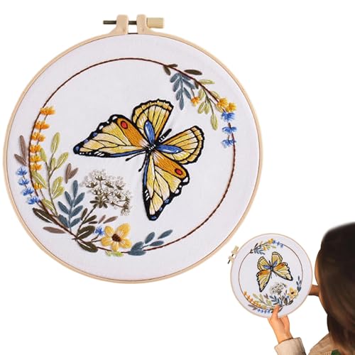 Générique Tier-Stickerei-Set, Schmetterlingsstickerei, Stickset, bunt, Stickset, rund, für Anfänger, Nähzubehör für Frauen Générique Tier-Stickerei-Set, Schmetterlingsstickerei, Stickset, bunt, Stickset, rund, für Anfänger, Nähzubehör für Frauen von Générique
