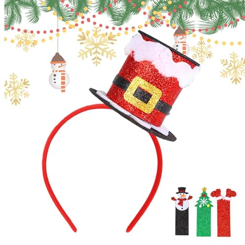 Générique Weihnachts-Hut-Haarband, festliches Feiertags-Kopfband, Haarband, Weihnachts-Accessoire für Feiern, Partys, Erwachsene und Kinder (Rot, Grün, Silber) von Générique