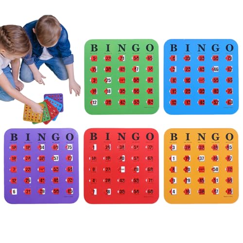 Générique Wiederverwendbare Bingo-Karten, Bingo-Spiel für Erwachsene, 5-teilig, mit Klappkarten – Stimulierendes Touch-Spiel für Schulversammlungen, Büro, Reisen, Camping und Zuhause Générique Wiederverwendbare Bingo-Karten, Bingo-Spiel für Erwachsene, 5-teilig, mit Klappkarten – Stimulierendes Touch-Spiel für Schulversammlungen, Büro, Reisen, Camping und Zuhause von Générique
