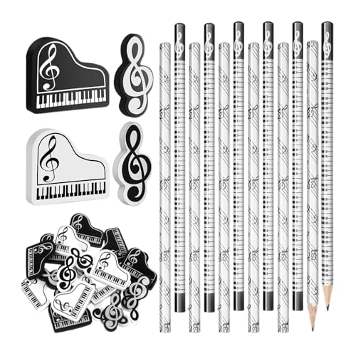 Générique Wooden Pencils – Music Pencils Keyboard Erasers Set, ergonomischer Griff, lustiger Griff, für Lehrer, , Studenten, Elementary School, und Kindergarten von Générique