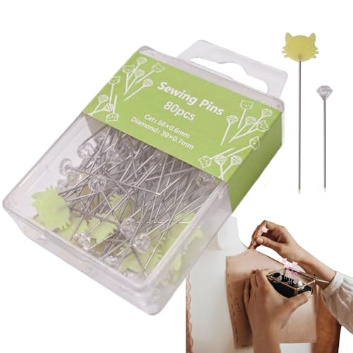 Gerade Stecknadeln, 80 Stück | Fixiernadel für Stoff, Handnähen, Befestigung von Knöpfen, Befestigung von Verschlüssen, Stickerei, Konfektion von Générique