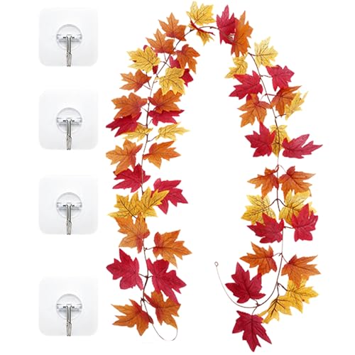 Girlande aus Ahornblättern, rustikaler Herbstkranz – realistische Ahornblatt-Girlande für Landhaus, Schlafzimmer, Kamin, Thanksgiving, Mantel, , Halloween von Générique