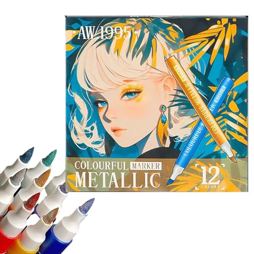 Glitzer-Marker, Glitzermarker für Stifte auf Wasserbasis, Pastellmarker, 12 Farben | Set mit Acrylfarbenmarkern, Weihnachtsstrumpfen, Bastelbedarf von Générique