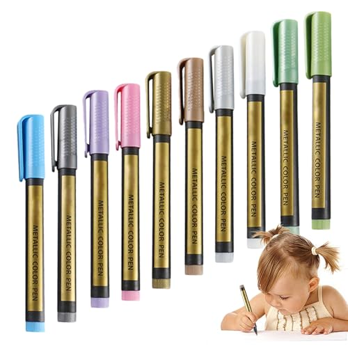 Glitzer-Marker, Metallmalstifte – farbige Marker mit feiner Spitze, glitzernde Farbstifte für die Malerei auf Felsen, 10 Stück | Cont Marker-Marker Glitzer-Marker, Metallmalstifte – farbige Marker mit feiner Spitze, glitzernde Farbstifte für die Malerei auf Felsen, 10 Stück | Cont Marker-Marker von Générique
