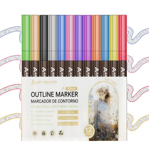 Glitzernde Marker, Glitzer-Farbstifte | 8 Farben/12 Farben/24 Farben Zeichenmarker Konturenstifte – Marker Set für , Glitzerstifte für Grußkarten, b Glitzernde Marker, Glitzer-Farbstifte | 8 Farben/12 Farben/24 Farben Zeichenmarker Konturenstifte – Marker Set für , Glitzerstifte für Grußkarten, b von Générique