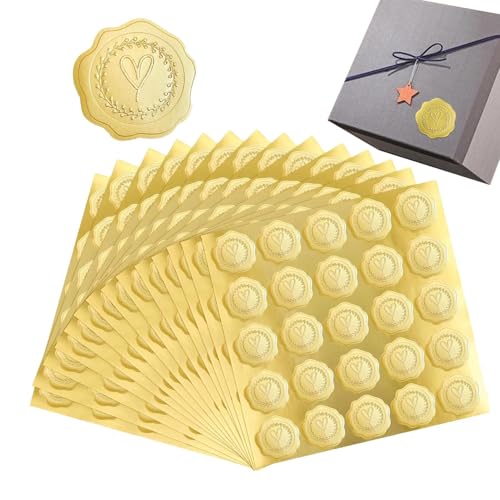 Gold Aufkleber | Herz Hochzeit Aufkleber - Goldene Foil Wachsaufkleber Selbstklebend von Générique