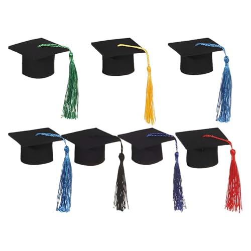 Graduation Hut Toppers, Graduation Hut Topper, 7x Graduation Cupcake Toppers mit Quasten | Foto Requisiten, Miniaturhut für Kindergarten Diplom von Générique