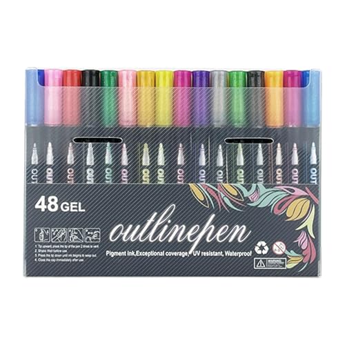 Graffiti-Marker – Doppelzeilige Marker | Textmarker mit doppelter Linie | Metallmarker | Glitzernde Zeichenmarker-Stifte für Ph-Alben von Générique