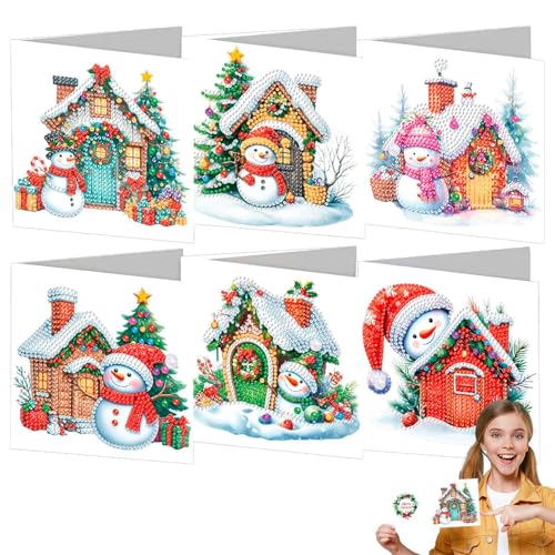 Grußkarte Schneemann, Weihnachtshauskarten | 6 x Erstellen Sie Grußkarten mit Diamantmalerei mit Umschlägen, Weihnachtskarten mit Strasssteinen, Bastelset für Freunde Grußkarte Schneemann, Weihnachtshauskarten | 6 x Erstellen Sie Grußkarten mit Diamantmalerei mit Umschlägen, Weihnachtskarten mit Strasssteinen, Bastelset für Freunde von Générique