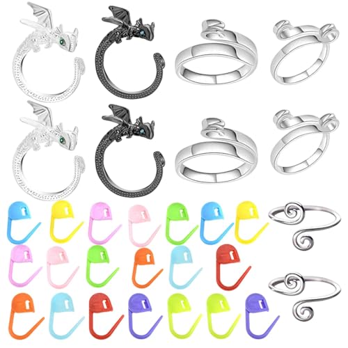 Häkel-Spannringe zum Häkeln, Häkelringe zum Häkeln | 10 x verstellbare Hakenringspanner, Spannring aus Zinklegierung mit Tiermotiven von Générique
