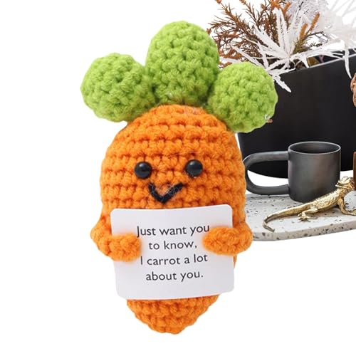 Häkeln, zur emotionalen Unterstützung | Lustige gehäkelte Karotten-Plüschfigur, Frucht der emotionalen Unterstützung, Strickspielzeug aus Wolle zur Motivation für die Dekoration der Motto-Party von Générique