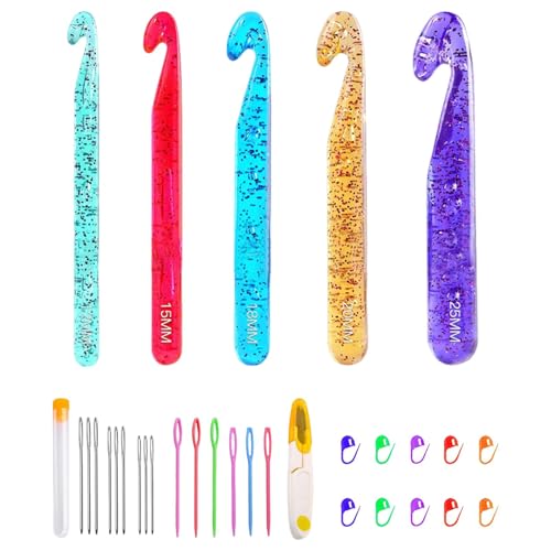 Häkelnadel-Set – Stricknadeln, Häkelnadeln, glatt, mehrere Nadeln für Strick, Haken für Anfänger, langlebig, tragbare Strickwerkzeuge für Decken, Schal, Teppich mit ergonomischem Griff Häkelnadel-Set – Stricknadeln, Häkelnadeln, glatt, mehrere Nadeln für Strick, Haken für Anfänger, langlebig, tragbare Strickwerkzeuge für Decken, Schal, Teppich mit ergonomischem Griff von Générique