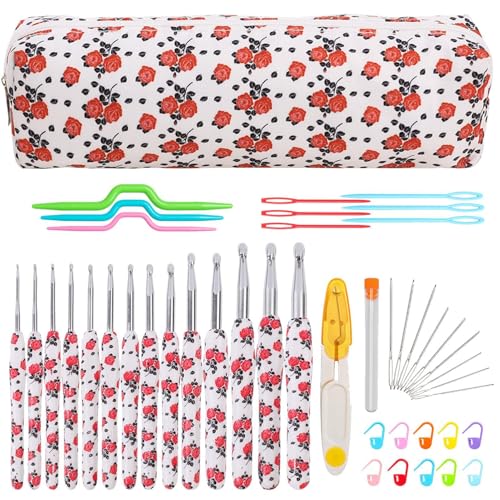 Häkelnadel-Set mit Etui, Häkelnadel-Set | 14 x Häkelnadel-Set für Anfänger zum Stricken mit Etui, Kunstwerkzeuge für Handstricken, Häkelnadeln, Weben von Kits Häkelnadel-Set mit Etui, Häkelnadel-Set | 14 x Häkelnadel-Set für Anfänger zum Stricken mit Etui, Kunstwerkzeuge für Handstricken, Häkelnadeln, Weben von Kits von Générique