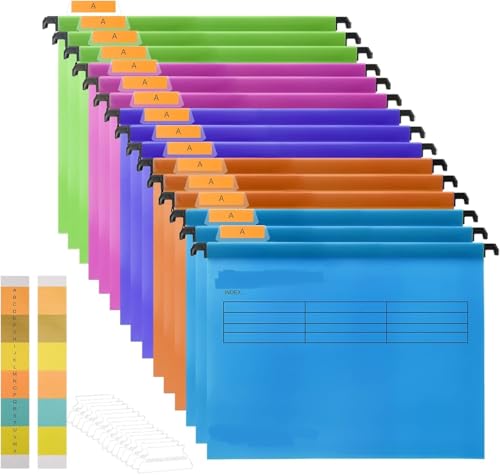 Hängemappen aus Polypropylen, mit Registerkarten und Karteneinsätzen, für Schule, Zuhause, Arbeit und Büro, 15 Stück Hängemappen aus Polypropylen, mit Registerkarten und Karteneinsätzen, für Schule, Zuhause, Arbeit und Büro, 15 Stück von Générique