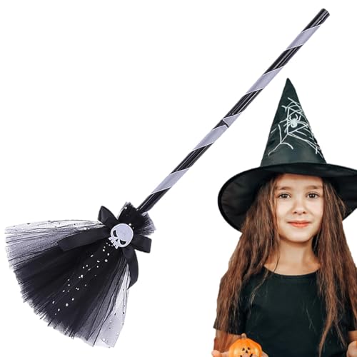 Halloween Hexenhut für Mädchen - Hexenzubehör für gruselige Halloween - Totenkopf Besen Band Hut Kostüm für Themenparty, Kostümparty, von Générique