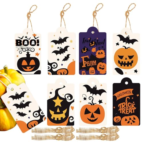 Halloween-Partyetiketten Set – Trick oder Treat Favor Tags mit Ketten, 8 Designs zum Thema | 80 niedliche Pumpkin Etiketten, Bat & Skull Paper Tags für Süßigkeitentaschen, Geschenkverpackung Halloween-Partyetiketten Set – Trick oder Treat Favor Tags mit Ketten, 8 Designs zum Thema | 80 niedliche Pumpkin Etiketten, Bat & Skull Paper Tags für Süßigkeitentaschen, Geschenkverpackung von Générique