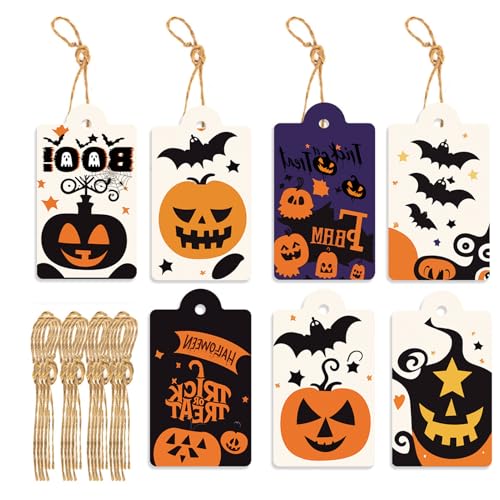 Halloween-Partyetiketten Set – dekorative Süßigkeitentüten-Tags | 80 Stück Etiketten oder zur Behandlung mit Feuerzeugen von Générique