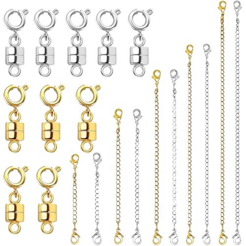 Halskette Extender für Frauen - 20 Stück Verstellbares Kettenverlängerungs-Set | Gold und Silber Schmuck Verlängerungsketten | Ideal für Halskette, Armband, Knöchel, Umfang ca Halskette Extender für Frauen - 20 Stück Verstellbares Kettenverlängerungs-Set | Gold und Silber Schmuck Verlängerungsketten | Ideal für Halskette, Armband, Knöchel, Umfang ca von Générique