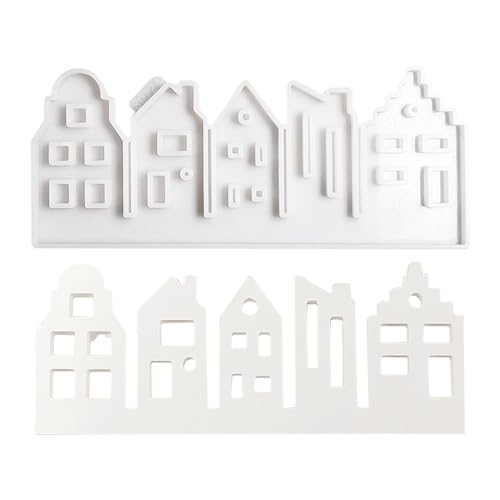 Hausform, Silikonhausform, Hausform, Hausform, Epoxidharzformen | Silikonform mit fünf Hohlräumen, Hauseinlage für Windlicht, Kerzenhalter, Gießform Hausform, Silikonhausform, Hausform, Hausform, Epoxidharzformen | Silikonform mit fünf Hohlräumen, Hauseinlage für Windlicht, Kerzenhalter, Gießform von Générique
